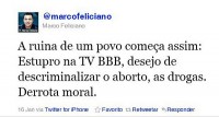 Deputado Pastor Marco Feliciano em ação para tirar o Big Brother Brasil do ar: “é uma liquidação barata e banal dos bons costumes”