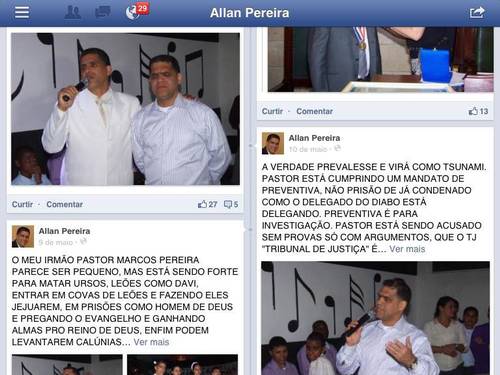 Publicações do pastor Allan Pereira que renderam acusações de difamação e injúria