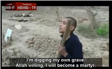 Imagem do menino cavando sua própria sepultura: “Estou à disposição de Alá, me tornarei um mártir”