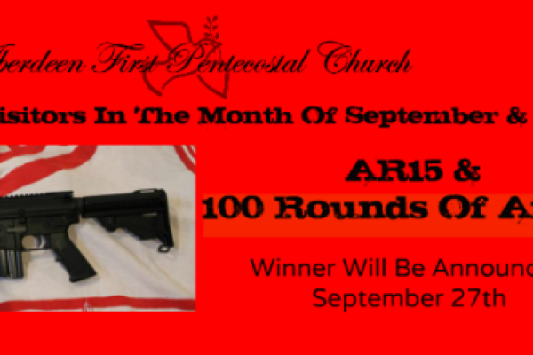 Imagem do anúncio do sorteio de arma na igreja