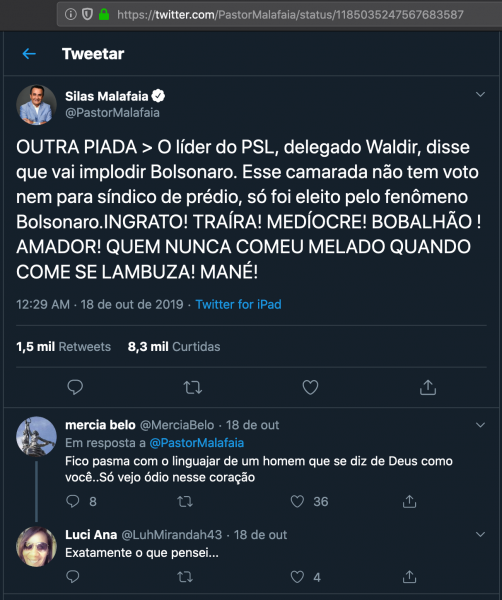 PSL: Malafaia profetiza que deputados que romperam com Bolsonaro “nunca mais” serão eleitos