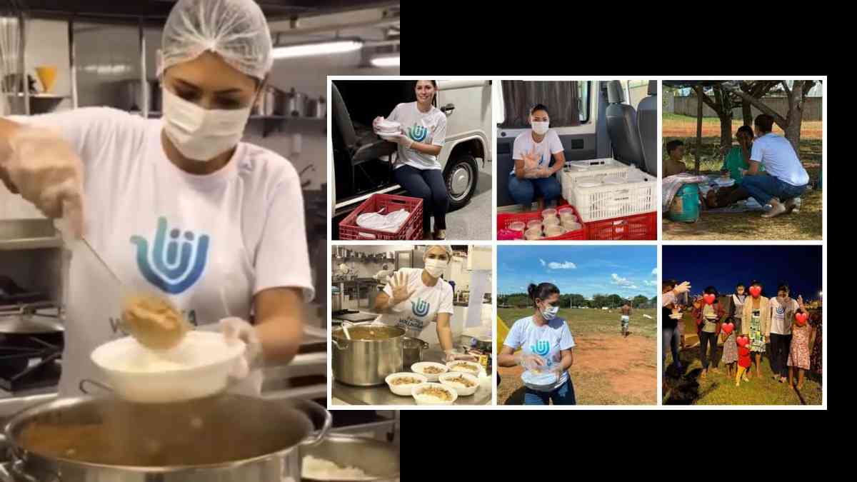 Michelle Bolsonaro é vista entregando marmitas para necessitados