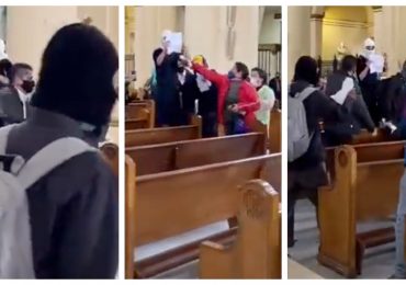 Manifestantes de esquerda encapuzados invadem igreja e protestam contra cristãos