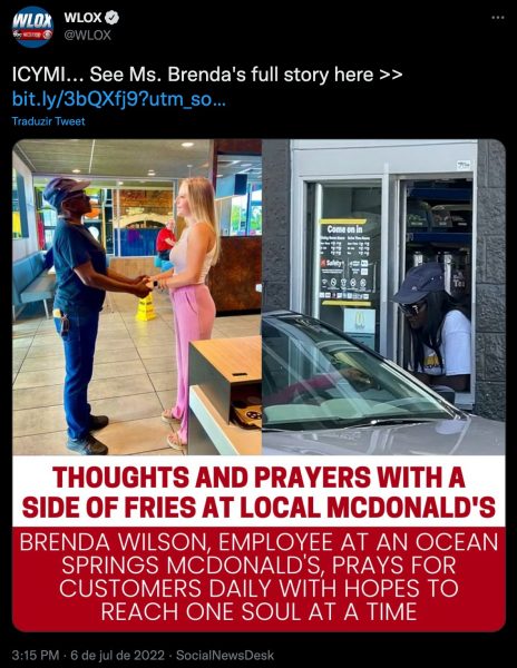 ‘Deus toca corações’, diz atendente do McDonalds que ora pelos clientes