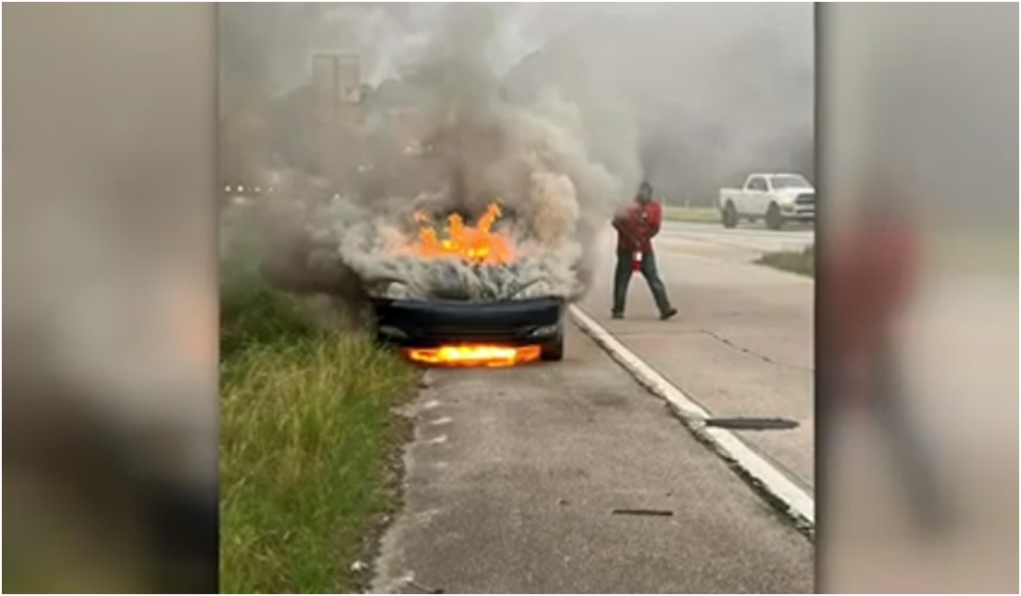 Woman jumps out of burning car and attributes deliverance to God