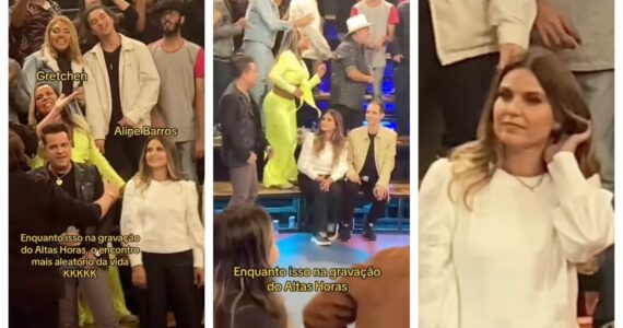 Vídeo mostra Aline Barros desconfortável durante a gravação do ‘Altas Horas’, na Globo