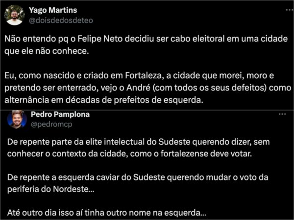 Pastores criticam Felipe Neto por fazer campanha contra André Fernandes, no Ceará